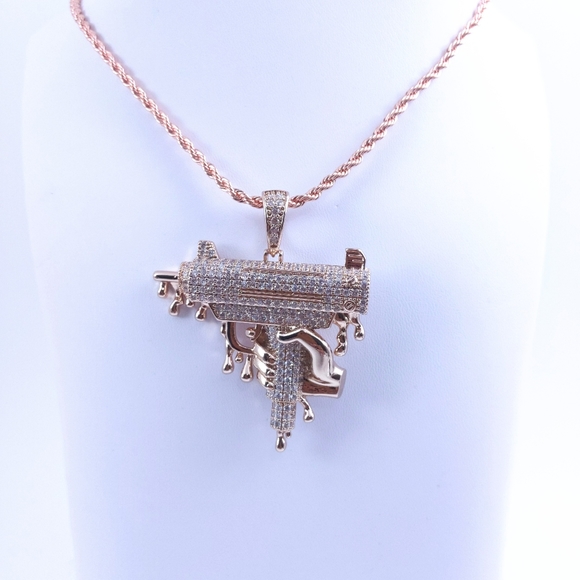 Icy Rose Uzi + 20" Rope Chain - Picture 5 of 8